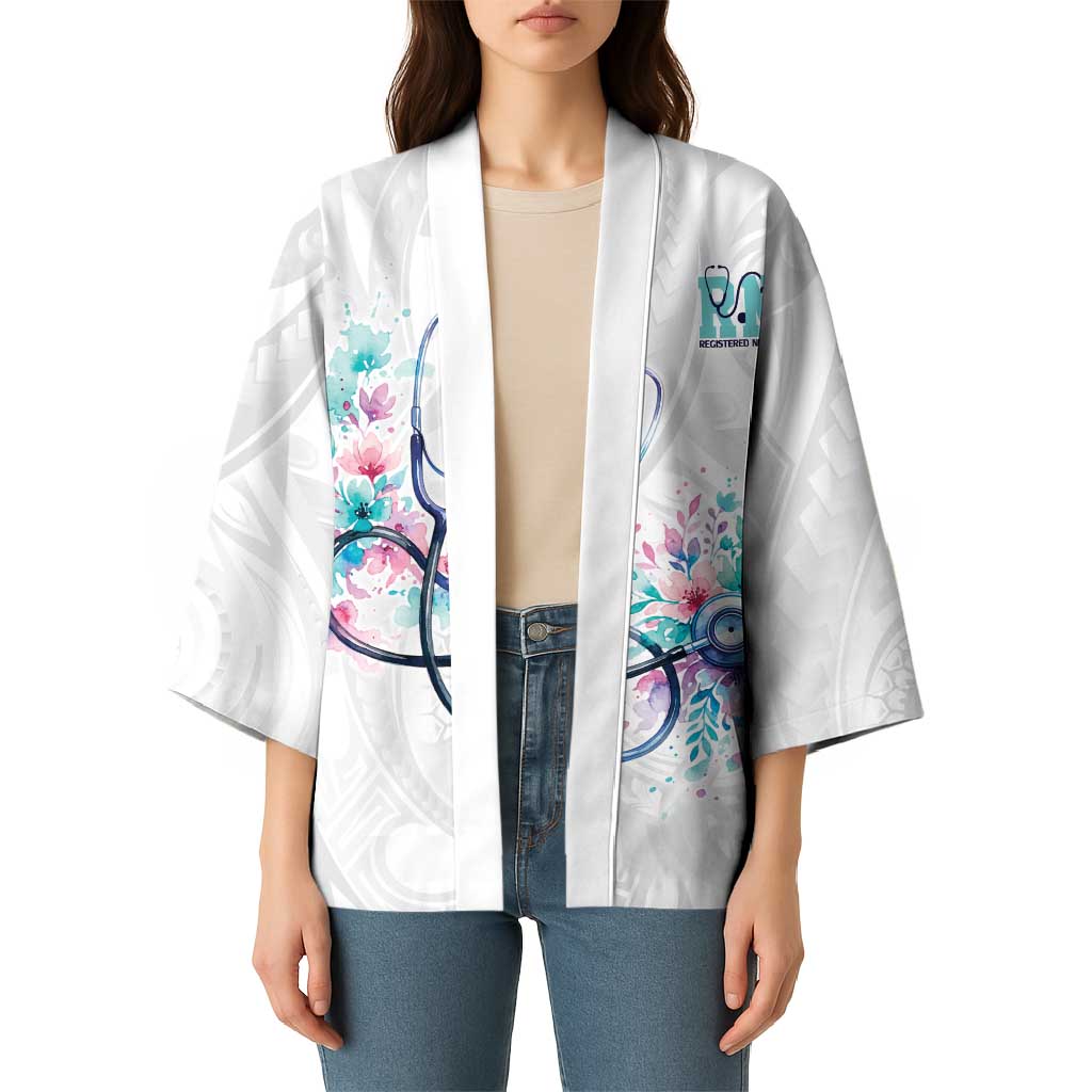 New Zealand Nurses RN Personalised Kimono Stethoscope Floral Maori Motif