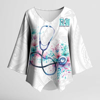 New Zealand Nurses RN Personalised Kimono Sleeve Blouse Stethoscope Floral Maori Motif