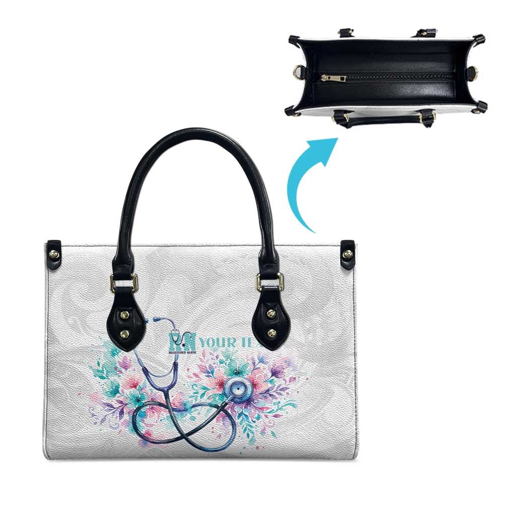 New Zealand Nurses RN Personalised Leather Bag Stethoscope Floral Maori Motif