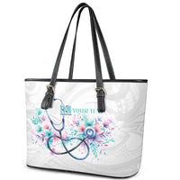 New Zealand Nurses RN Personalised Leather Tote Bag Stethoscope Floral Maori Motif