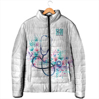 New Zealand Nurses RN Personalised Padded Jacket Stethoscope Floral Maori Motif