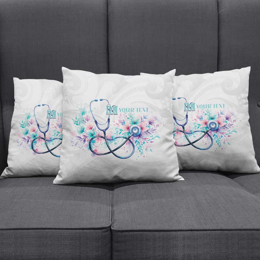 New Zealand Nurses RN Personalised Pillow Cover Stethoscope Floral Maori Motif