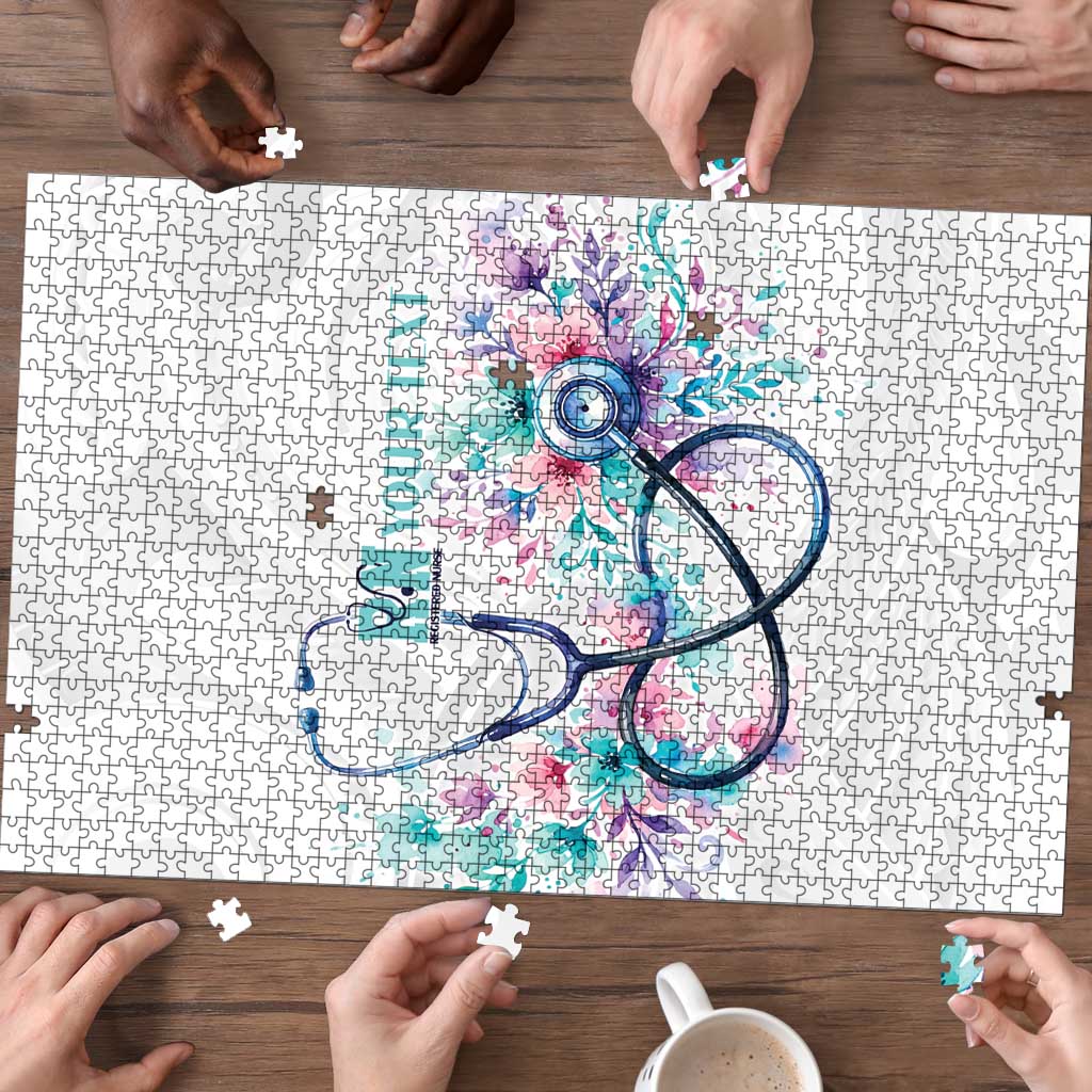 New Zealand Nurses RN Personalised Puzzle Stethoscope Floral Maori Motif