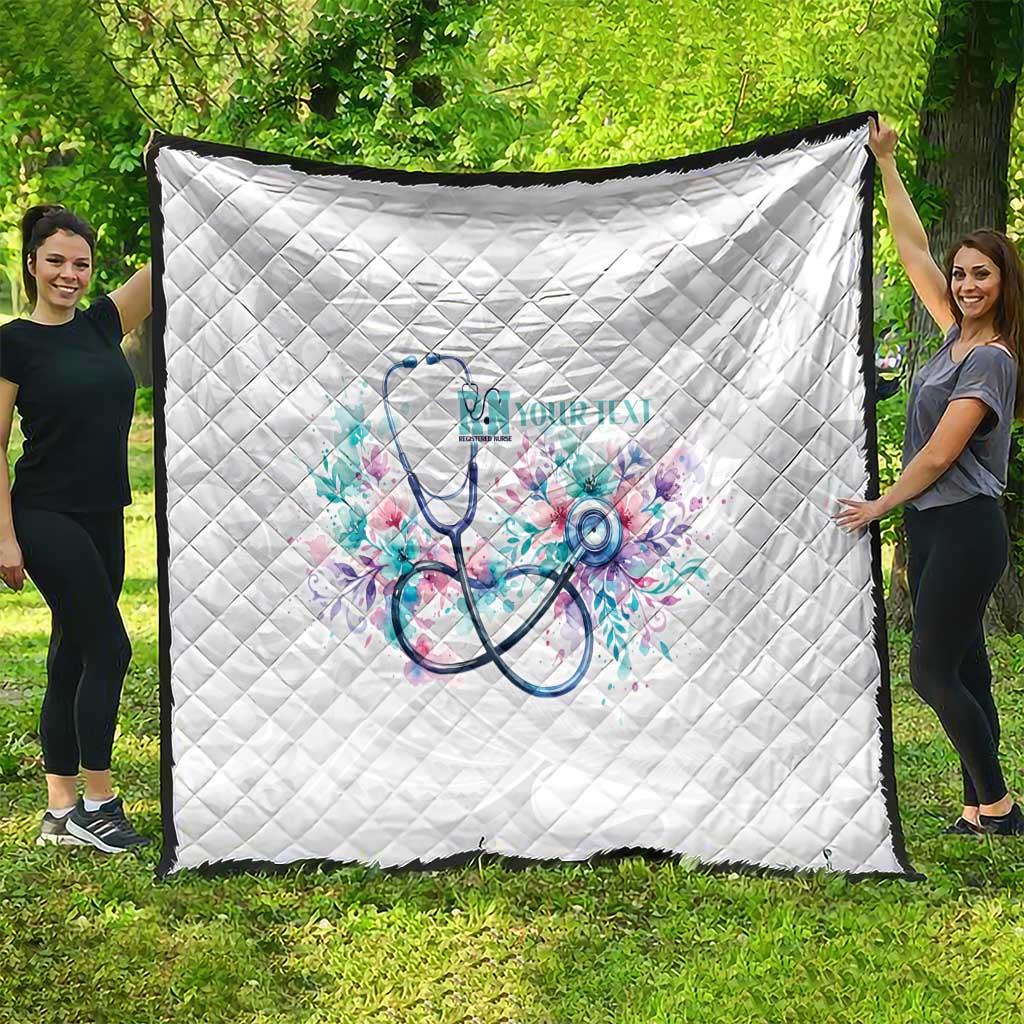 New Zealand Nurses RN Personalised Quilt Stethoscope Floral Maori Motif
