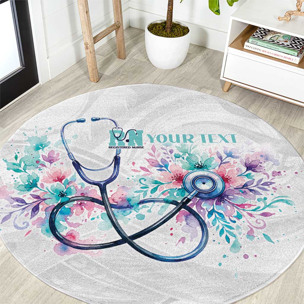 New Zealand Nurses RN Personalised Round Carpet Stethoscope Floral Maori Motif