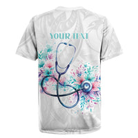 New Zealand Nurses RN Personalised Rugby Jersey Stethoscope Floral Maori Motif