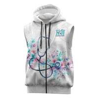 New Zealand Nurses RN Personalised Sleeveless Zip Hoodie Stethoscope Floral Maori Motif