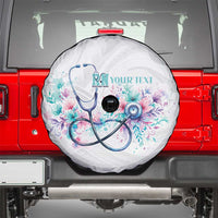 New Zealand Nurses RN Personalised Spare Tire Cover Stethoscope Floral Maori Motif