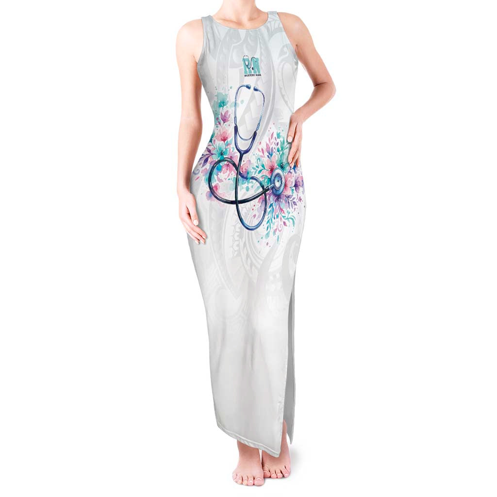 New Zealand Nurses RN Personalised Tank Maxi Dress Stethoscope Floral Maori Motif
