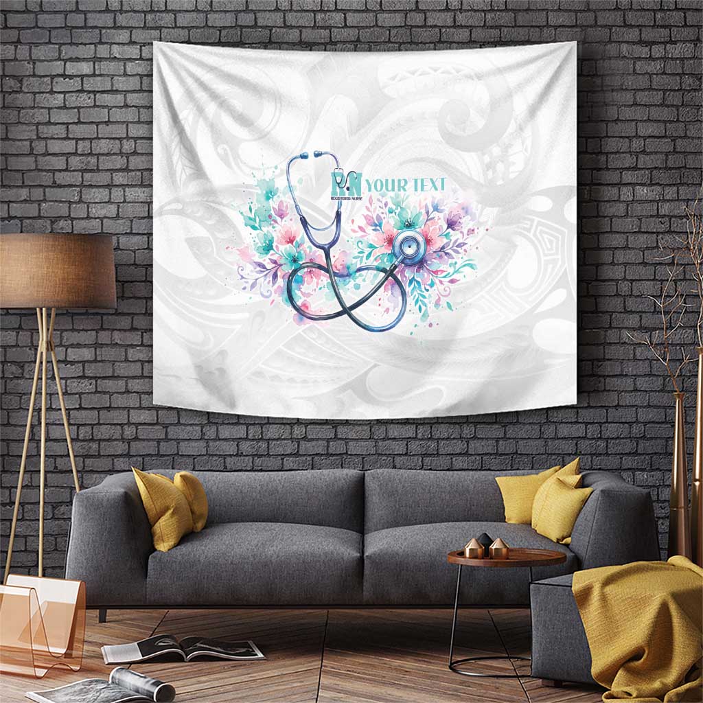 New Zealand Nurses RN Personalised Tapestry Stethoscope Floral Maori Motif