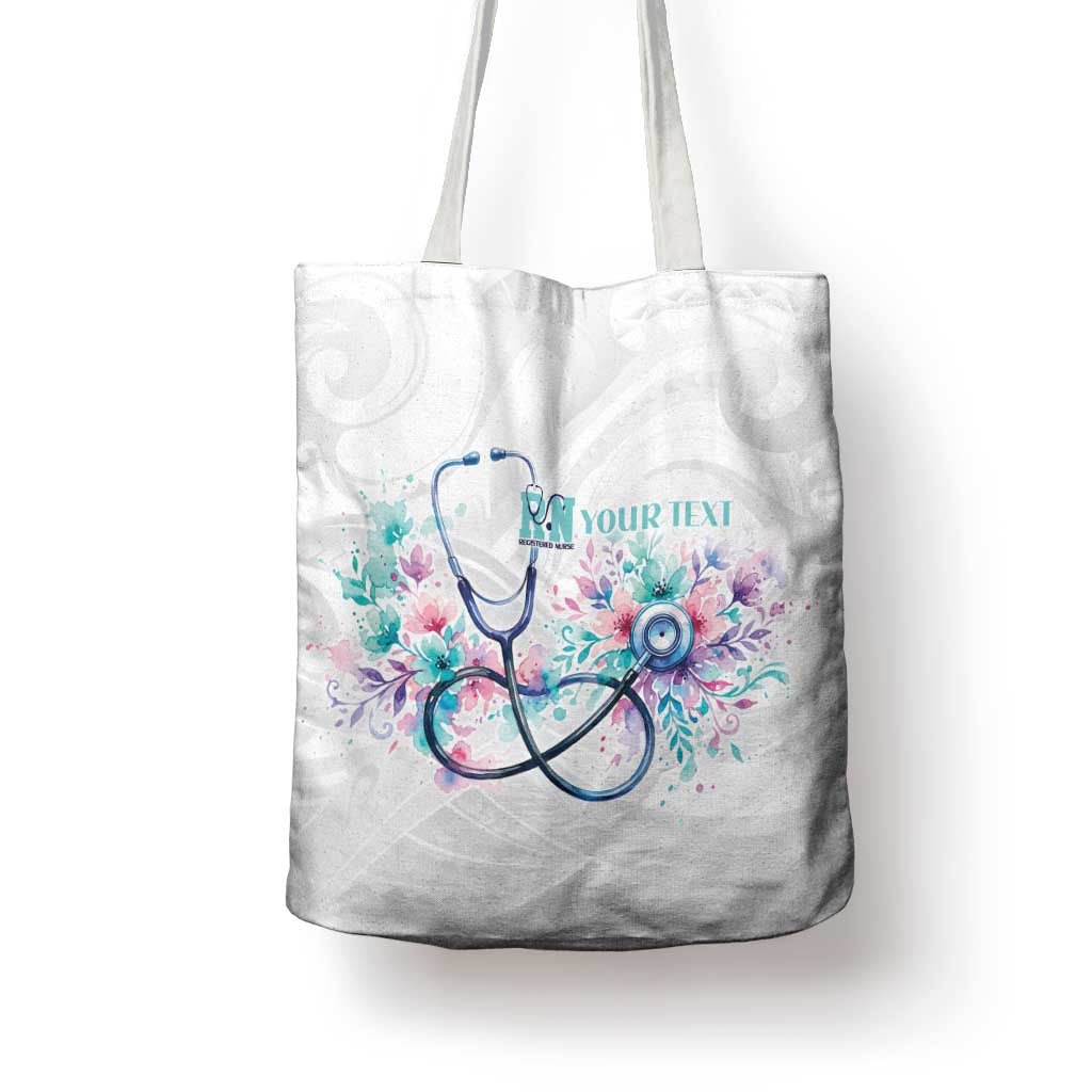 New Zealand Nurses RN Personalised Tote Bag Stethoscope Floral Maori Motif