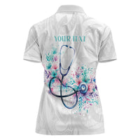 New Zealand Nurses RN Personalised Women Polo Shirt Stethoscope Floral Maori Motif LT9 - Polynesian Pride