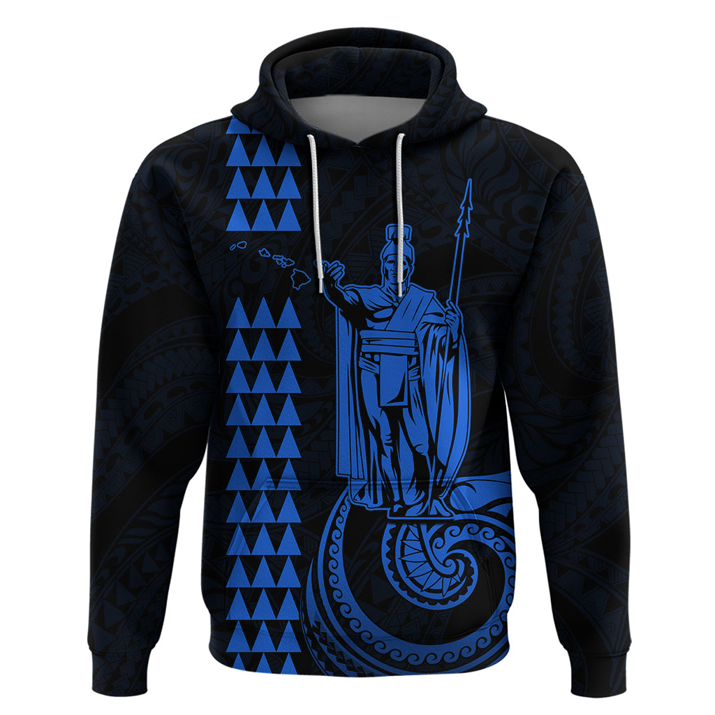 Custom Hawaii Hoodie King Kamehameha Blue LT9 Pullover Hoodie Blue - Polynesian Pride