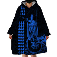 Custom Hawaii Wearable Blanket Hoodie King Kamehameha - Blue LT9 - Polynesian Pride