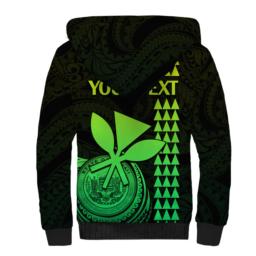 Custom Hawaii Sherpa Hoodie King Kamehameha - Lime LT9 - Polynesian Pride