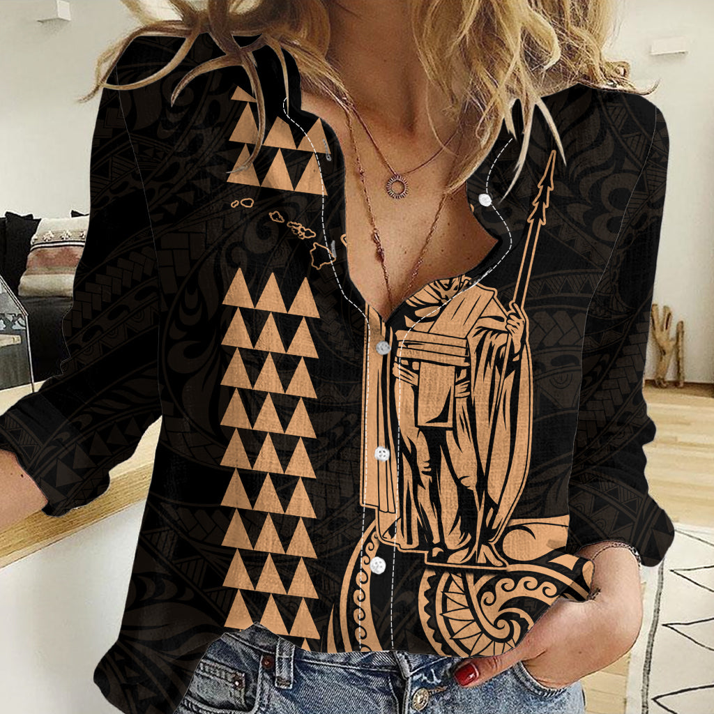 Custom Hawaii Women Casual Shirt King Kamehameha - Nude LT9 Female Nude - Polynesian Pride