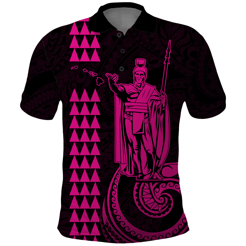 Custom Hawaii Polo Shirt King Kamehameha Pink LT9 Pink - Polynesian Pride