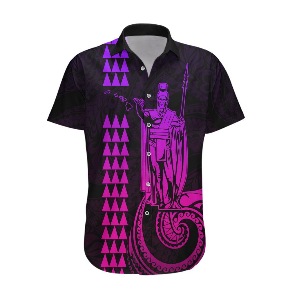 Custom Hawaii Hawaiian Shirt King Kamehameha - Pink Gradient LT9 Pink Gradient - Polynesian Pride