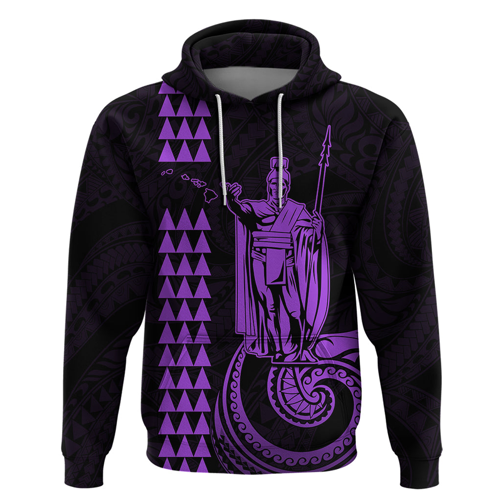 Custom Hawaii Hoodie King Kamehameha Purple LT9 Pullover Hoodie Purple - Polynesian Pride