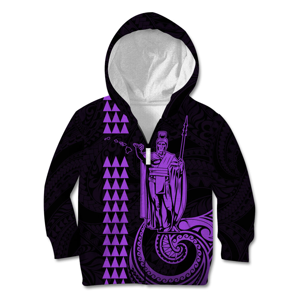 Custom Hawaii Kid Hoodie King Kamehameha - Purple LT9 - Polynesian Pride
