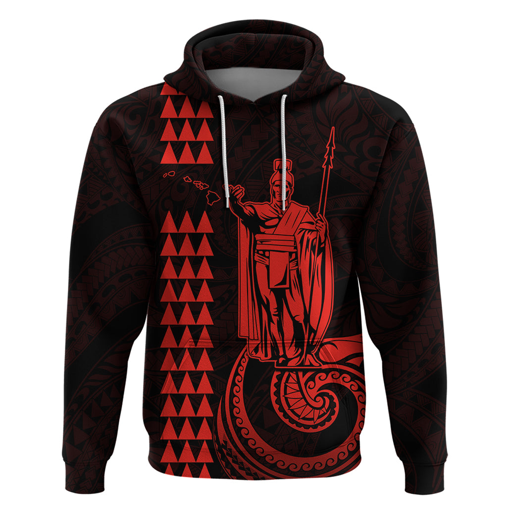 Custom Hawaii Hoodie King Kamehameha Red LT9 Pullover Hoodie Red - Polynesian Pride