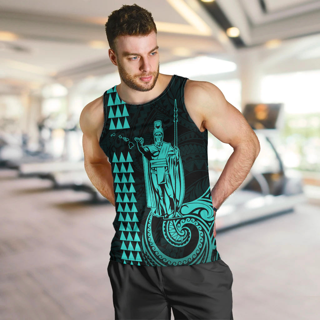 Custom Hawaii Men Tank Top King Kamehameha - Turquoise LT9 - Polynesian Pride