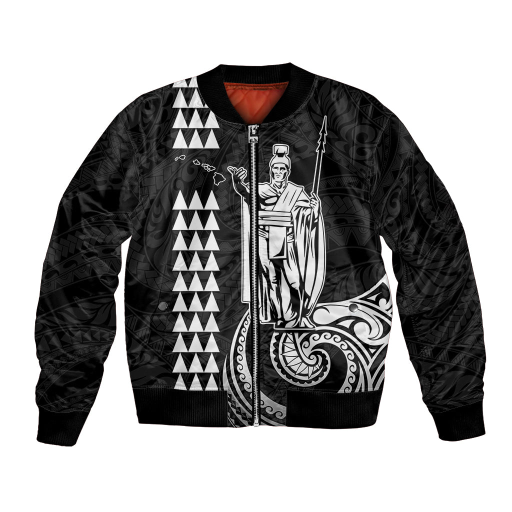 Custom Hawaii Bomber Jacket King Kamehameha - White LT9 Unisex White - Polynesian Pride