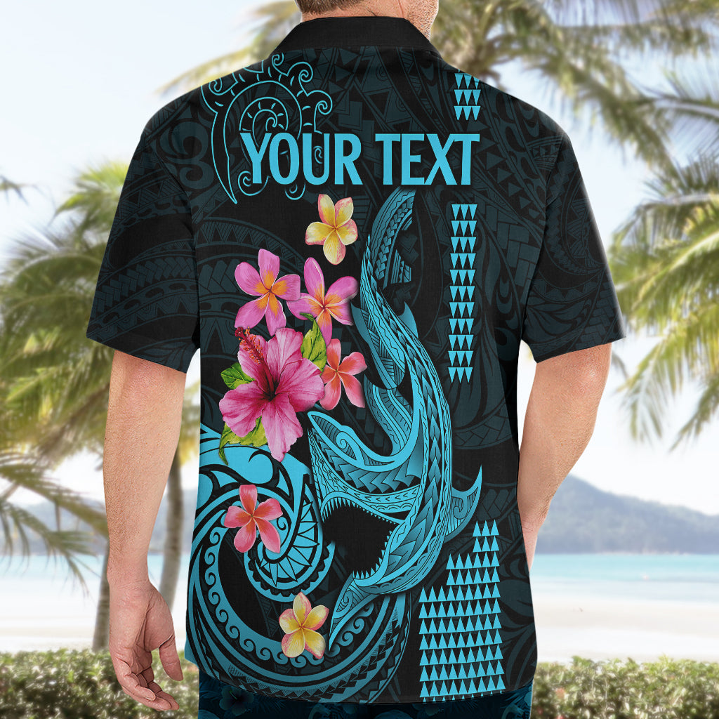 Custom Polynesian Hawaiian Shirt Hawaiian Warriors with Tribal Shark Tattoos - Blue LT9 - Polynesian Pride