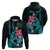 Custom Polynesian Hoodie Hawaiian Warriors with Tribal Shark Tattoos Blue LT9 - Polynesian Pride