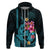 Custom Polynesian Hoodie Hawaiian Warriors with Tribal Shark Tattoos Blue LT9 Zip Hoodie Blue - Polynesian Pride