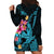 Custom Polynesian Hoodie Dress Hawaiian Warriors with Tribal Shark Tattoos - Blue LT9 - Polynesian Pride