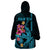 Custom Polynesian Wearable Blanket Hoodie Hawaiian Warriors with Tribal Shark Tattoos - Blue LT9 - Polynesian Pride