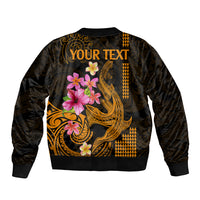 Custom Polynesian Bomber Jacket Hawaiian Warriors with Tribal Shark Tattoos - Gold LT9 - Polynesian Pride
