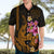 Custom Polynesian Hawaiian Shirt Hawaiian Warriors with Tribal Shark Tattoos - Gold LT9 - Polynesian Pride