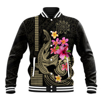 Custom Polynesian Baseball Jacket Hawaiian Warriors with Tribal Shark Tattoos - Nude LT9 Unisex Nude - Polynesian Pride
