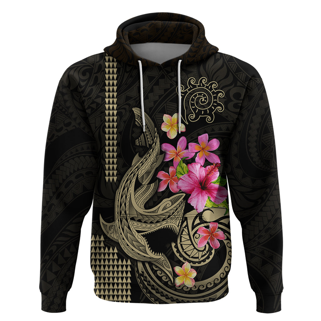 Custom Polynesian Hoodie Hawaiian Warriors with Tribal Shark Tattoos Nude LT9 Pullover Hoodie Nude - Polynesian Pride