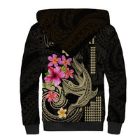 Custom Polynesian Sherpa Hoodie Hawaiian Warriors with Tribal Shark Tattoos - Nude LT9 - Polynesian Pride