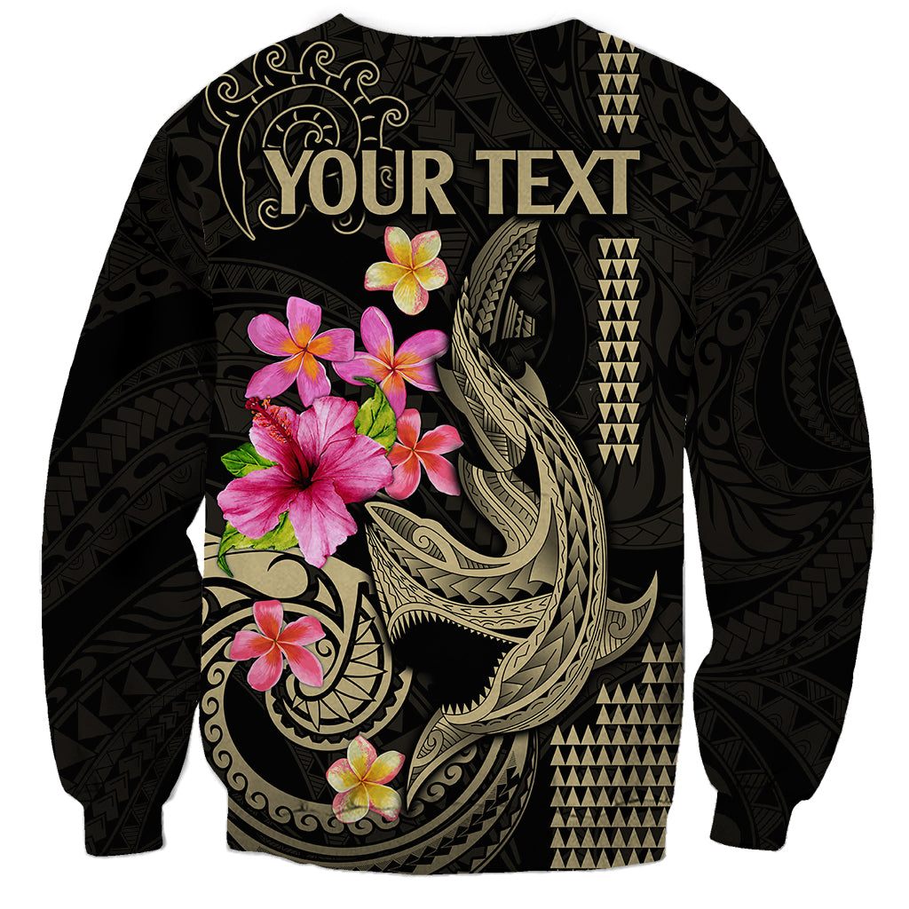 Custom Polynesian Sweatshirt Hawaiian Warriors with Tribal Shark Tattoos - Nude LT9 - Polynesian Pride