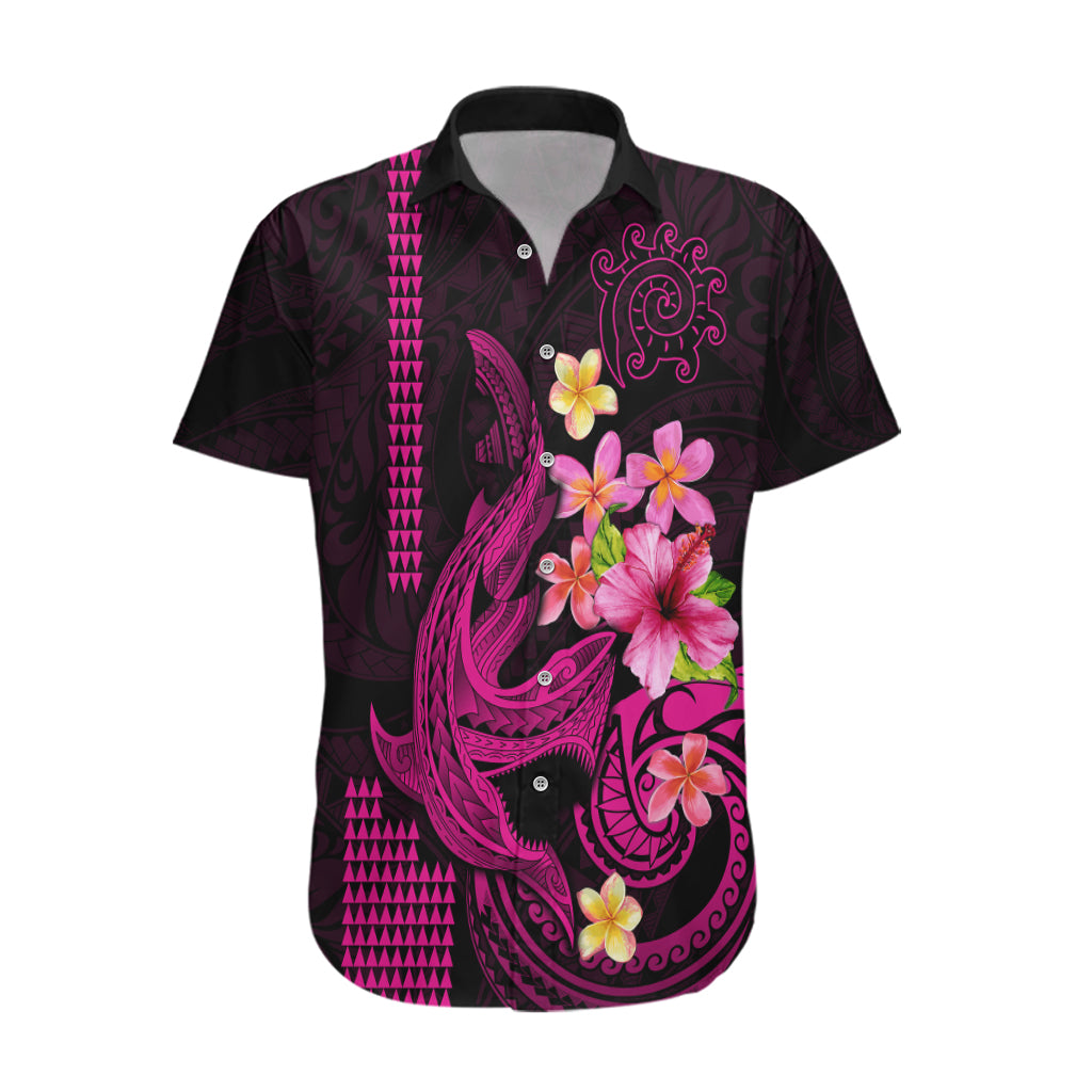 Custom Polynesian Hawaiian Shirt Hawaiian Warriors with Tribal Shark Tattoos - Pink LT9 Pink - Polynesian Pride