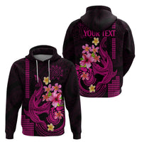 Custom Polynesian Hoodie Hawaiian Warriors with Tribal Shark Tattoos Pink LT9 - Polynesian Pride