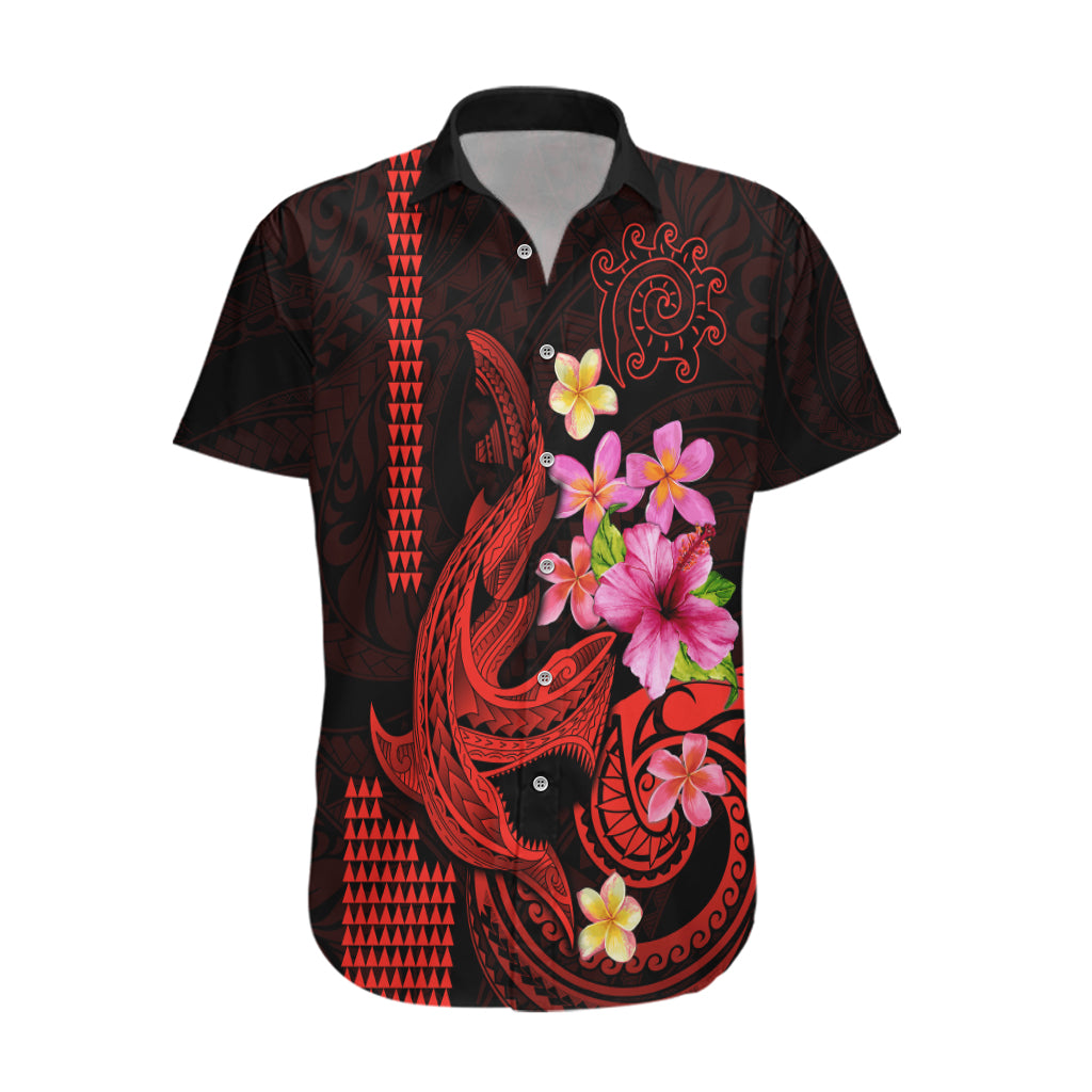 Custom Polynesian Hawaiian Shirt Hawaiian Warriors with Tribal Shark Tattoos - Red LT9 Red - Polynesian Pride