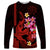 Custom Polynesian Long Sleeve Shirt Hawaiian Warriors with Tribal Shark Tattoos - Red LT9 Unisex Red - Polynesian Pride