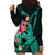 Custom Polynesian Hoodie Dress Hawaiian Warriors with Tribal Shark Tattoos - Turquoise LT9 - Polynesian Pride