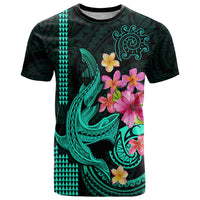 Custom Polynesian T Shirt Hawaiian Warriors with Tribal Shark Tattoos Turquoise LT9 Turquoise - Polynesian Pride