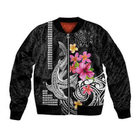 Custom Polynesian Bomber Jacket Hawaiian Warriors with Tribal Shark Tattoos - White LT9 Unisex White - Polynesian Pride