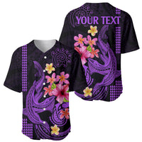 Custom Polynesian Baseball Jersey Hawaiian Warriors with Tribal Shark Tattoos - Purple LT9 - Polynesian Pride