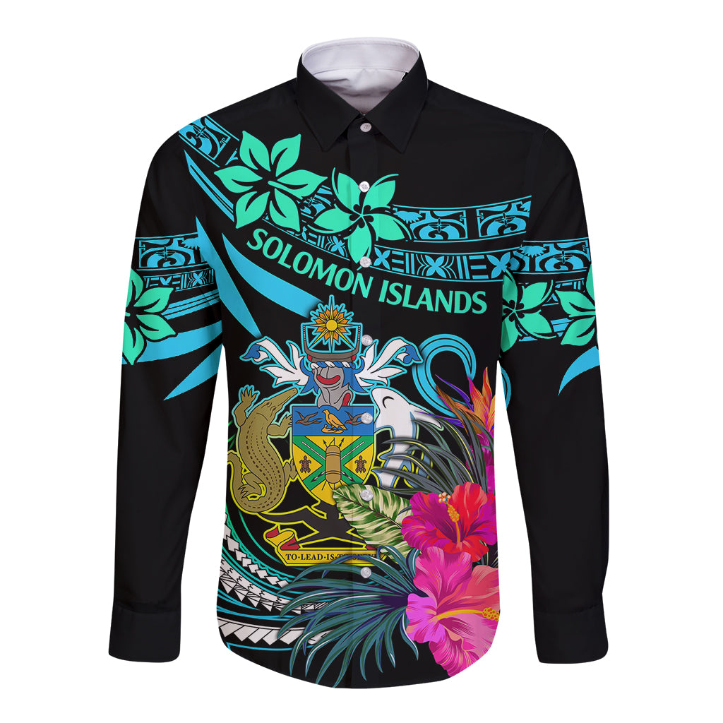 Solomon Islands Long Sleeve Button Shirt Happy Independence Day LT9 Unisex Blue - Polynesian Pride