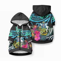 Solomon Islands Pet Hoodie Happy Independence Day LT9 Zip-up Blue - Polynesian Pride