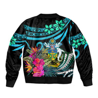 Solomon Islands Sleeve Zip Bomber Jacket Happy Independence Day LT9 - Polynesian Pride