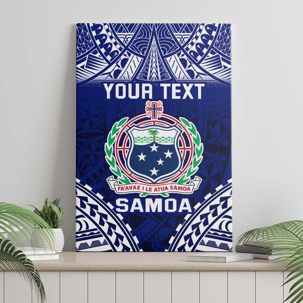 Personalised Samoa Coat Of Arms Canvas Wall Art With Polynesian Pattern Version